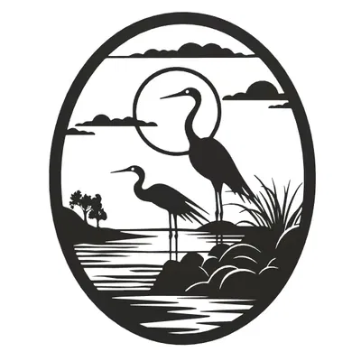 Cò trắng trang trí treo tường nghệ thuật