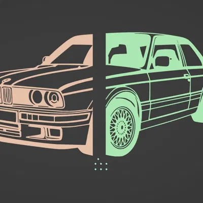 Tranh tường BMW e30 - 41 cm với thiết kế hai phần