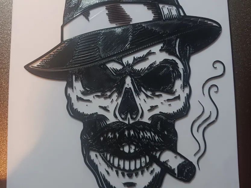 Biểu tượng đầu lâu khói in 3D hai màu - Image 1