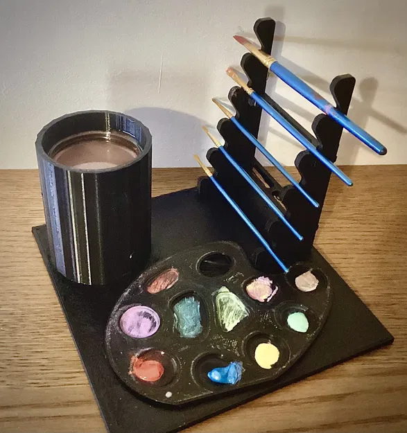 Bảng màu đa năng kết hợp giá đỡ cọ và khay đựng kính - Image 1