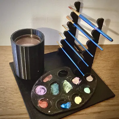 Bảng màu đa năng kết hợp giá đỡ cọ và khay đựng kính