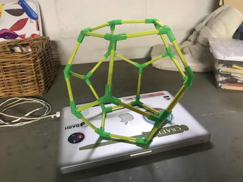 Kết nối xây dựng khối đa diện mười hai mặt bằng que gỗ 1/4 - Image 1