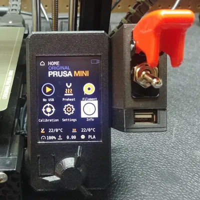 Công tắc bật tắt tên lửa và cổng USB cho màn hình Prusa Mini