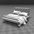 Giường đôi mini cho búp bê trong nhà dollhouse - Thumbnail 1