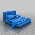Giường đôi mini cho búp bê trong nhà dollhouse - Thumbnail 2