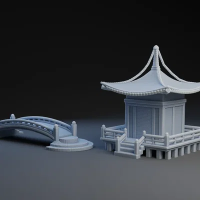 Cầu Zen và Đền Nhật Bản trong không gian thanh tịnh