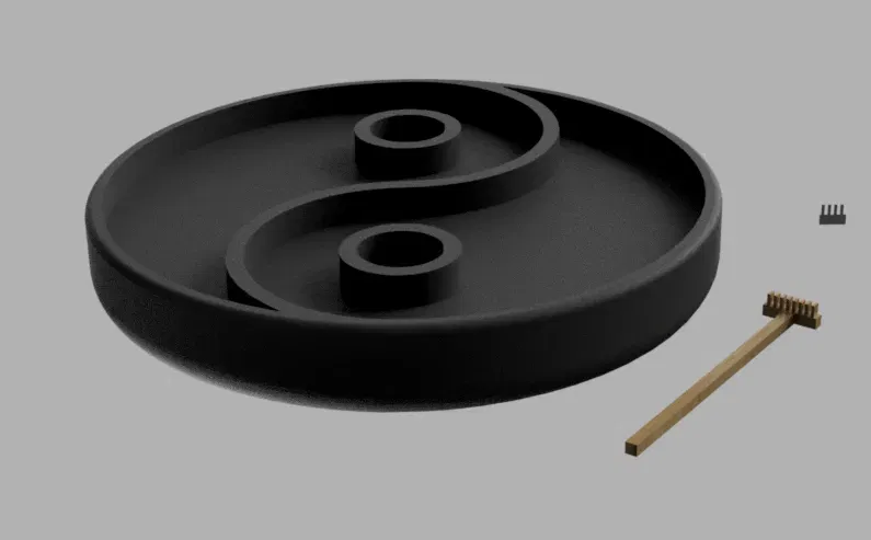 Khay vườn zen yin & yang cho cát và nước với chậu nhỏ trồng cây - Image 3