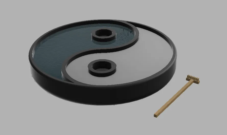 Khay vườn zen yin & yang cho cát và nước với chậu nhỏ trồng cây - Image 4