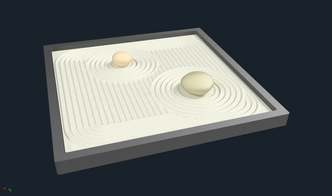 Khay vườn Zen đơn giản với đá và cát - Image 2