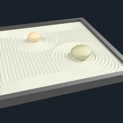 Khay vườn Zen đơn giản với đá và cát