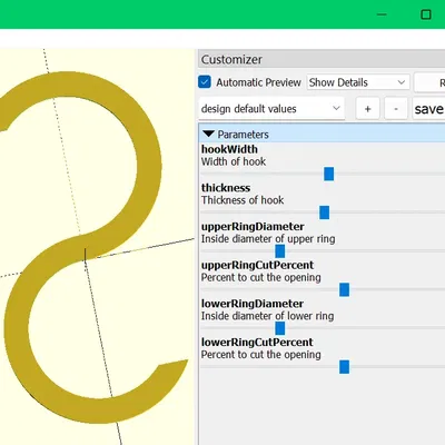 Máy tạo móc S tùy chỉnh bằng OpenSCAD