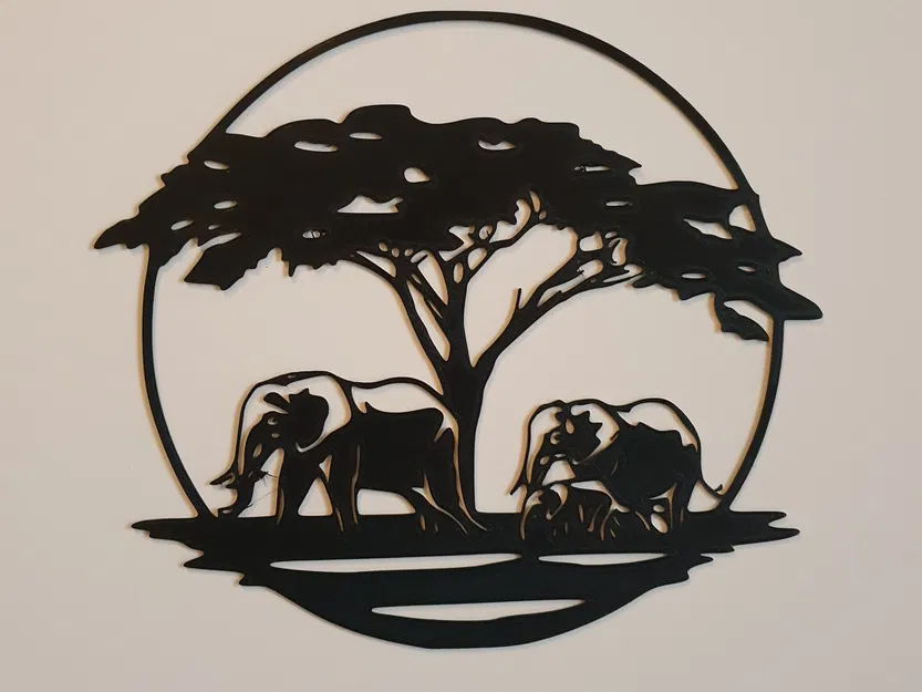 Elephant Forest Scene Wall Decor - Image 1