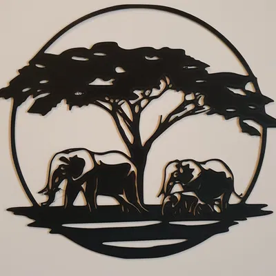 Elephant Forest Scene Wall Decor