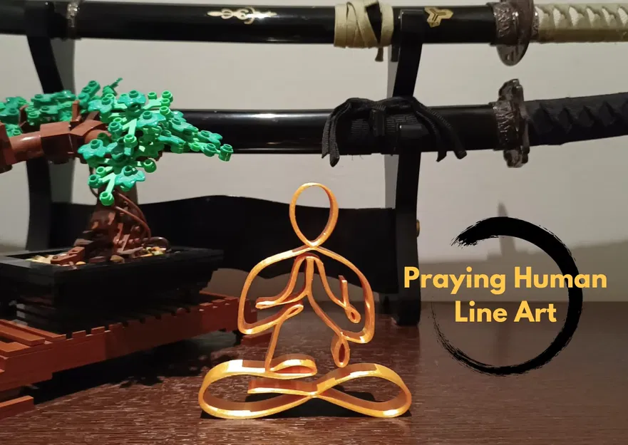 Zen Praying Line Art Sculpture - Image 1