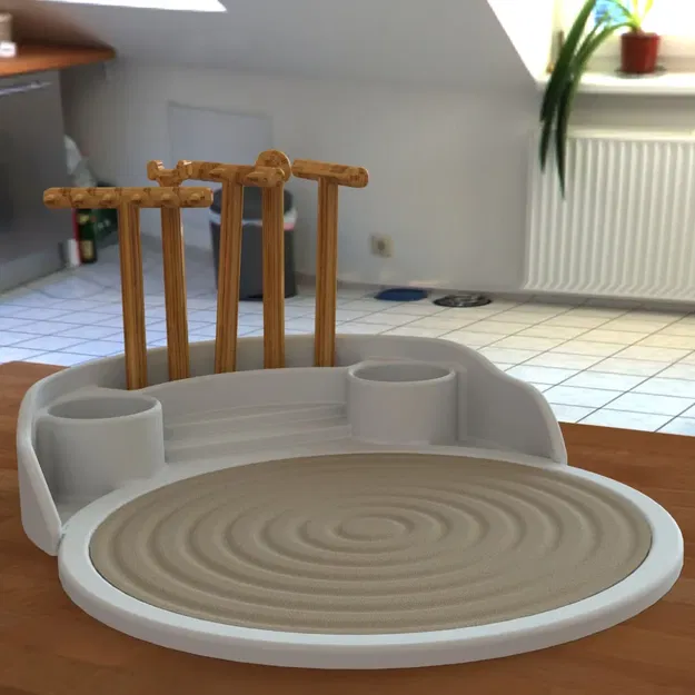 Vườn Thiền Mini Kèm Chân Đế - Zen Garden with holder - Image 1