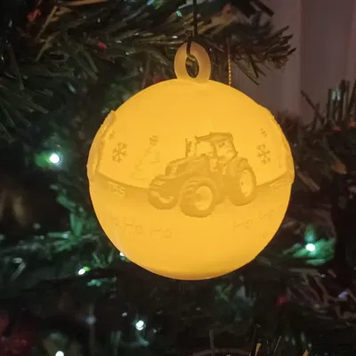 Quả Cầu Thông Giáng Sinh - Máy Cày - Nông Dân - Có Đèn