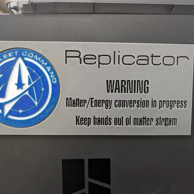 Colorized Star Trek Replicator heat warning badge for printers