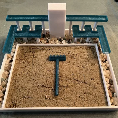 Zen garden with water fountain