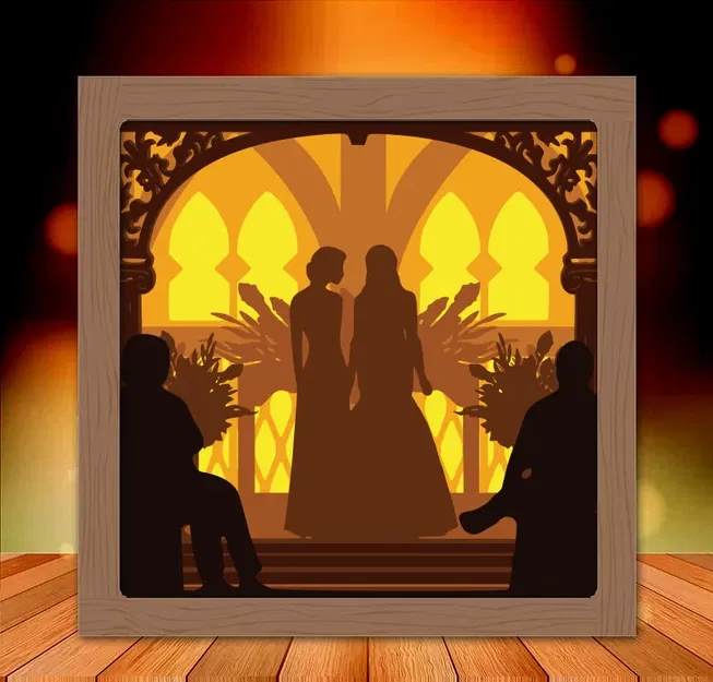 Hộp đèn đám cưới Mrs and Mrs 3 - Image 1