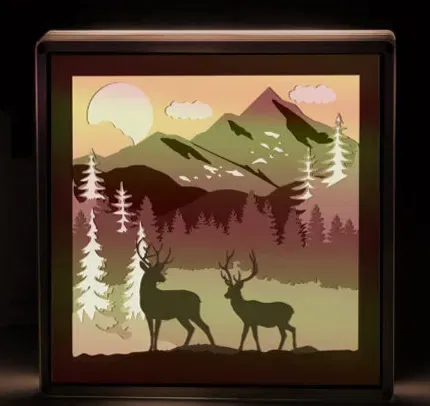 Hộp đèn Cặp Hươu Trên Núi - Image 1