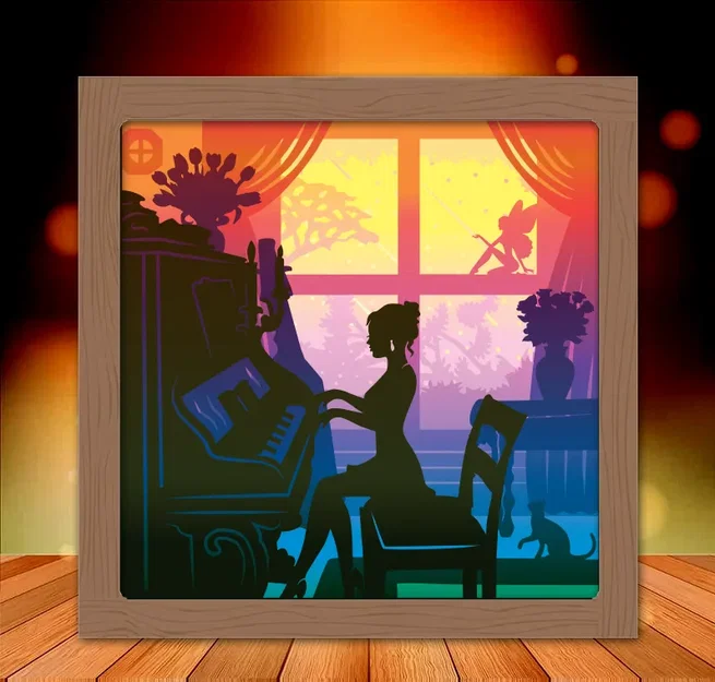 Mô hình 3D người phụ nữ chơi đàn piano - Image 1