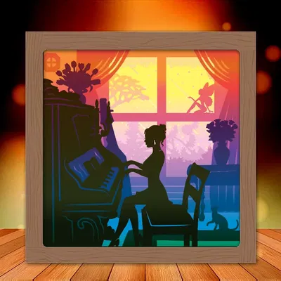 Mô hình 3D người phụ nữ chơi đàn piano