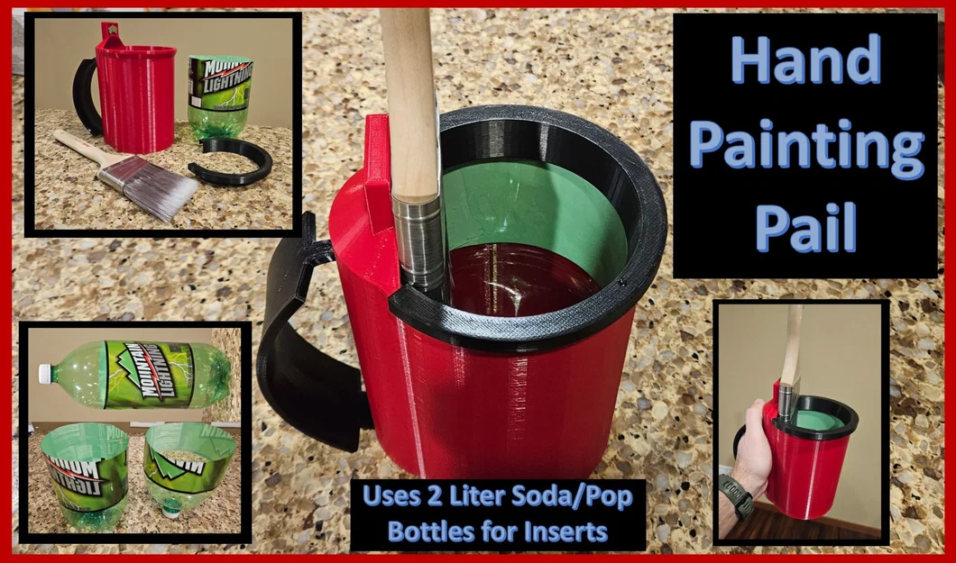 Hand Painting Pail!! Uses 2 Liter Pop/Soda Bottles for Reusable/Disposable Inserts. - Image 1