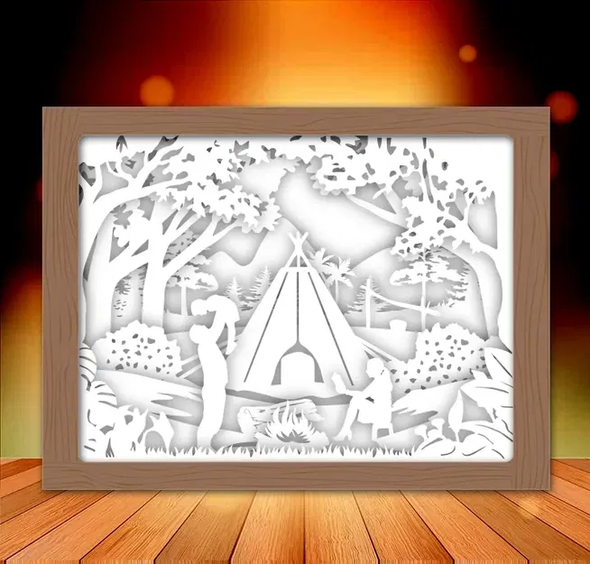 Hộp đèn cắm trại "Camping with Family" - Image 2