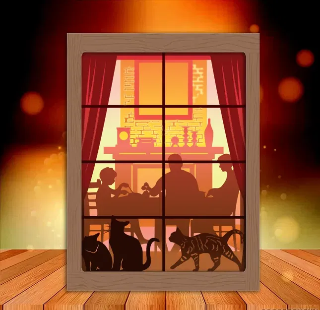 Hộp đèn gia đình hạnh phúc - Image 1