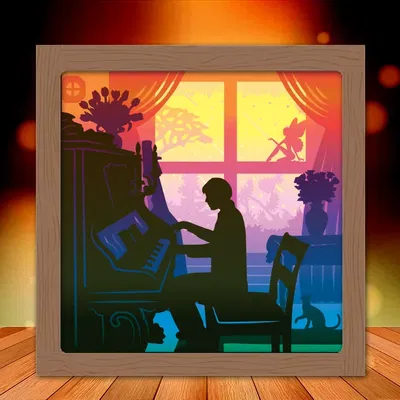 Mô hình đèn chiếu cảnh người chơi piano