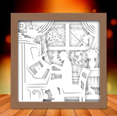 Mô hình đèn chiếu cảnh người chơi piano