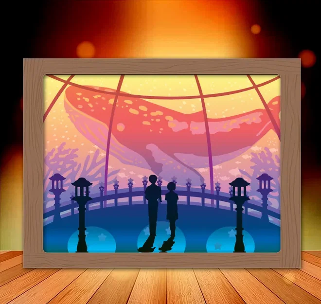 Mô hình đèn hộp "Cá Voi" trang trí hồ cá - Image 1
