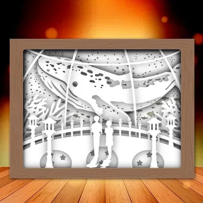 Mô hình đèn hộp "Cá Voi" trang trí hồ cá