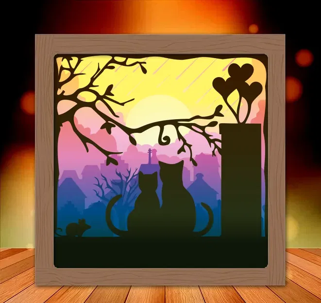 Mô Hình Hộp Đèn Mèo Và Trăng - Image 1