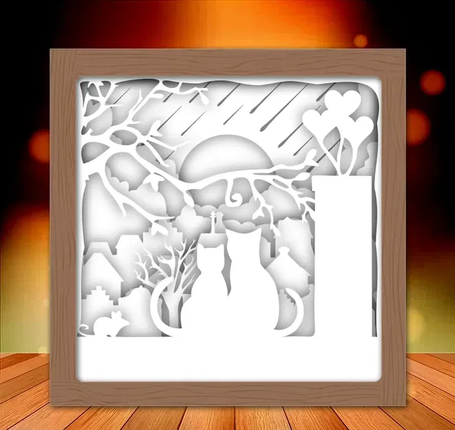 Mô Hình Hộp Đèn Mèo Và Trăng - Image 2