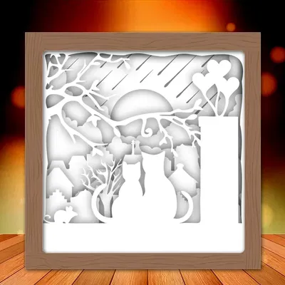 Mô Hình Hộp Đèn Mèo Và Trăng