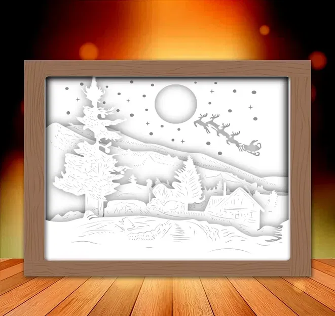 Hộp đèn Giáng Sinh Lò Sưởi Ông Già V2 - Image 2