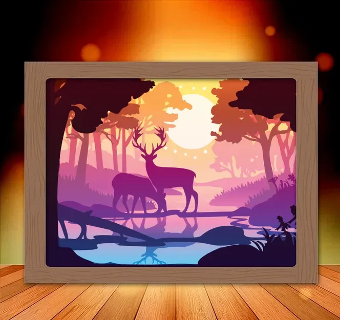 Đèn Hộp Rừng Cây Hươu Nai - Image 1