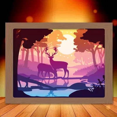 Đèn Hộp Rừng Cây Hươu Nai