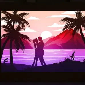 Mô hình đèn hộp chủ đề bãi biển