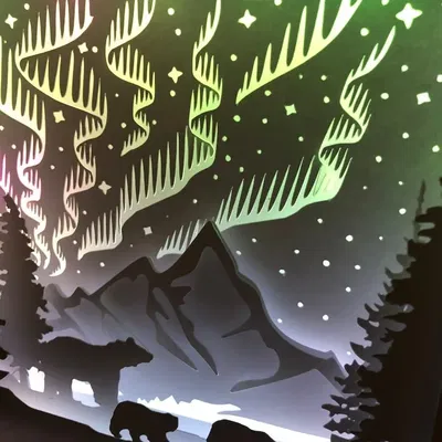 Hộp đèn Bắc Cực Quang và Gấu Bắc Cực