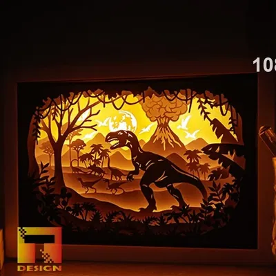 Hộp đèn khủng long T-rex kỷ Jura