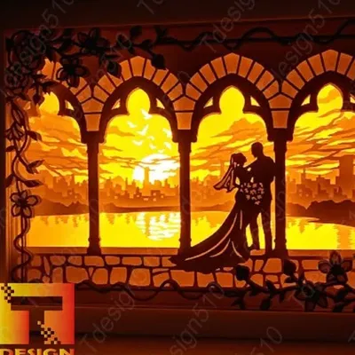 Hộp đèn Cảnh Đám Cưới Trong Lâu Đài