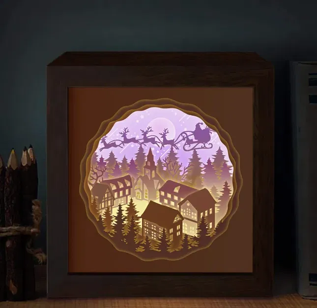 Hộp đèn ông già Noel đi phát quà - Image 1