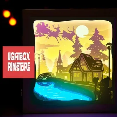 Ông Già Noel Tặng Quà V2 - Hộp Đèn 3D