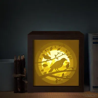 Mô hình đèn lồng hình chim (bird lightbox)