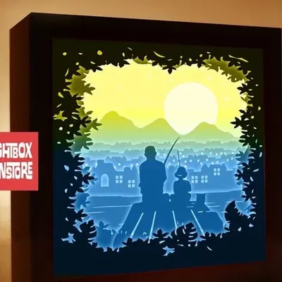 Hộp đèn "Câu cá cùng ba"