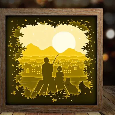 Hộp đèn "Câu cá cùng ba"