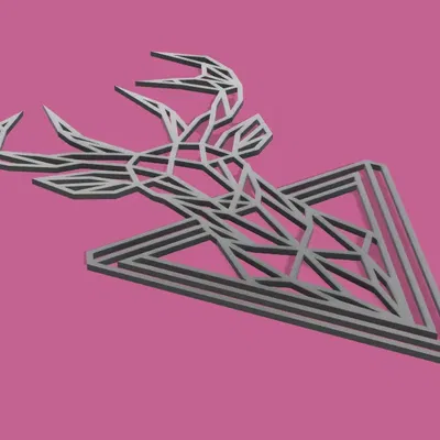 Đầu Hươu Phong Cách Hình Học Trang Trí Tường