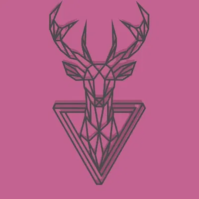 Đầu Hươu Phong Cách Hình Học Trang Trí Tường